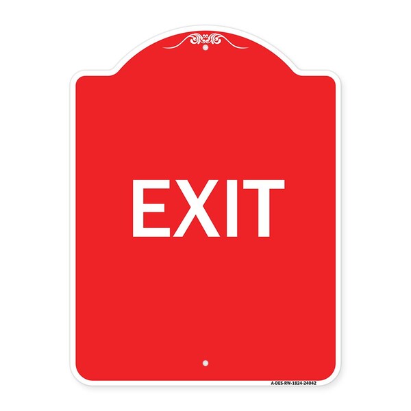 Designer Series Sign-Exit 1, Red & White Aluminum Architectural Sign, 18" H, 24" L, RW-1824-24042